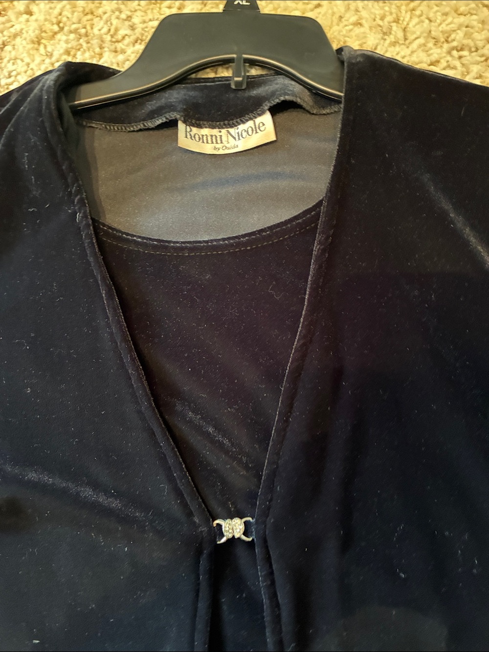 Ronni Nicole Velvet Open-Front Blazer in black